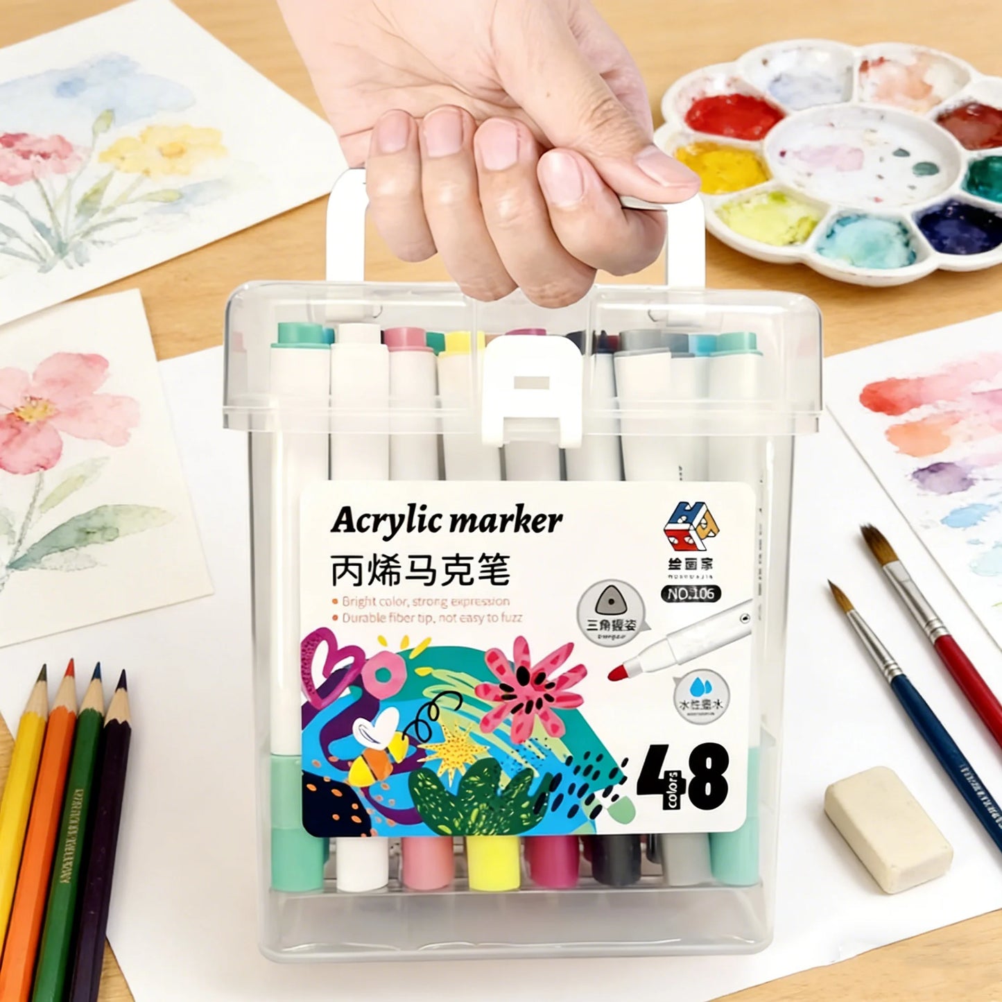 Marqueurs peinture acrylique pointe fine (coffert de de 24, 36 ou 48) - Édition Transportable