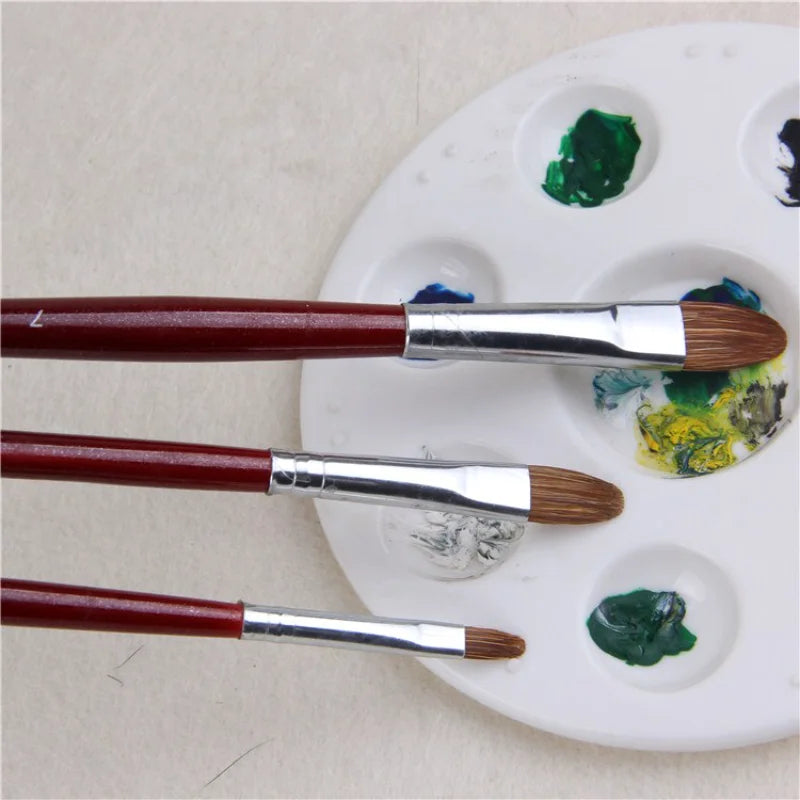Set de 6 Pinceaux de Peinture Premium en Poils de Martre – Forme Langue de Chat