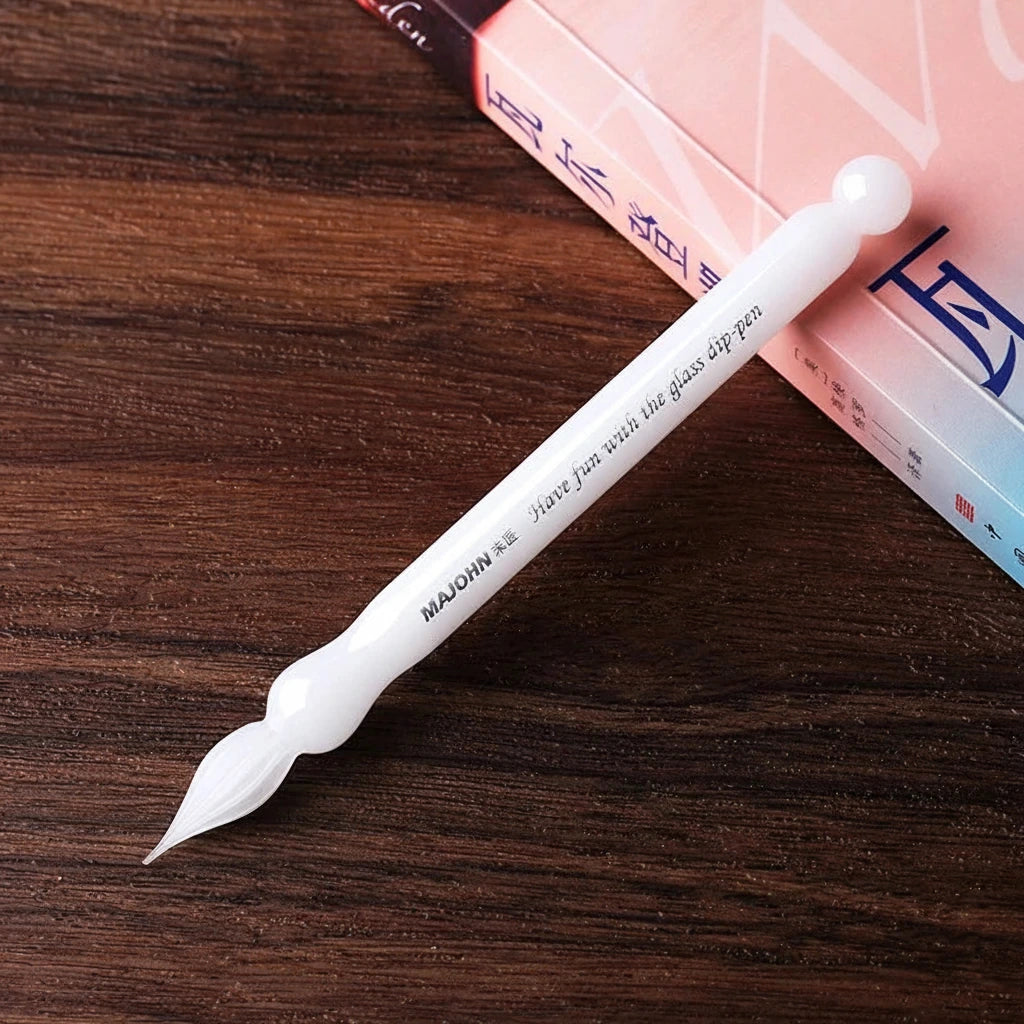Mini Plume en Verre Artisanale – Majohn Edition "Sakura Snow"