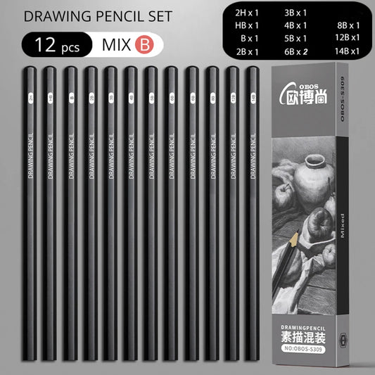 Coffret de 12 Crayons de Croquis (Assortiments Mix)