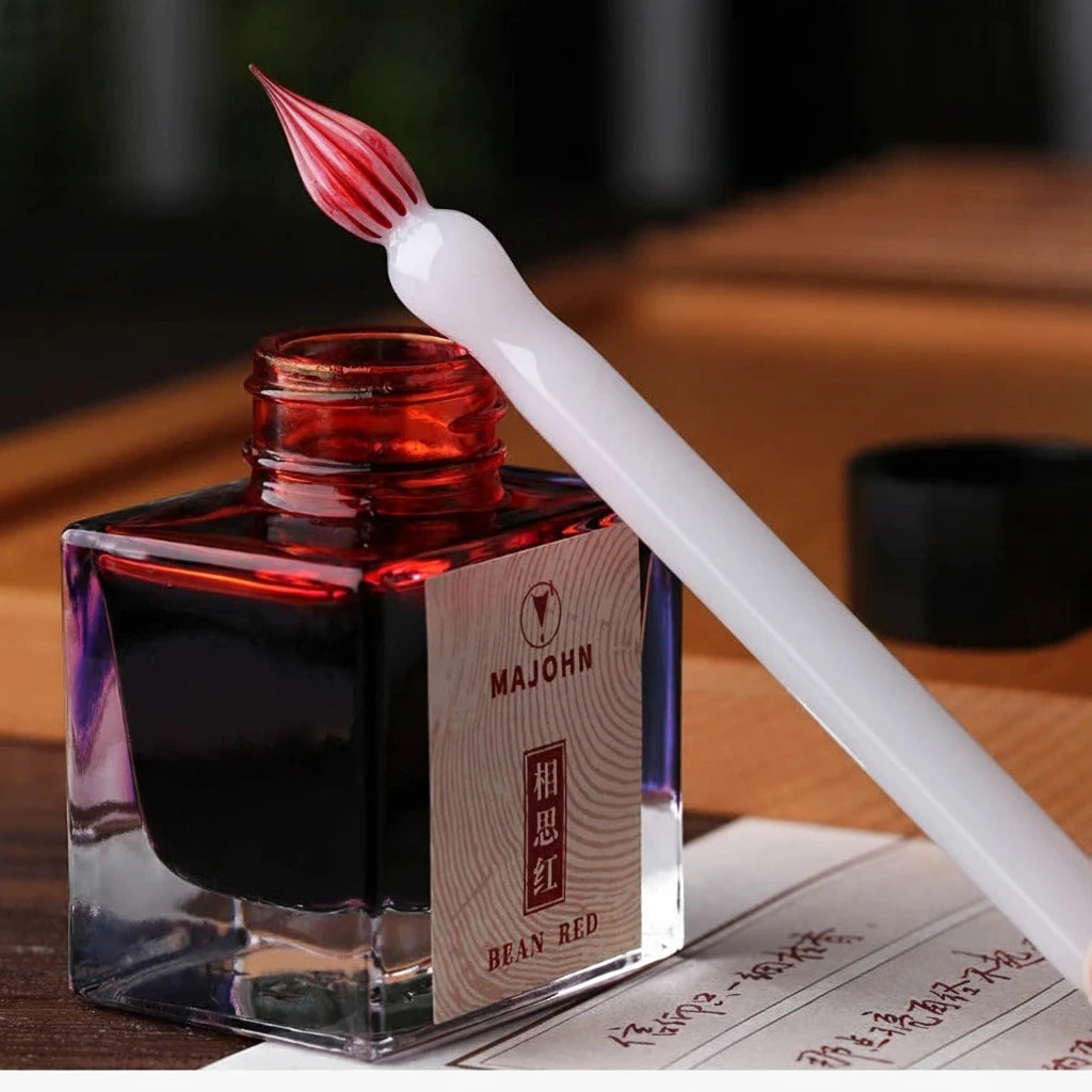 Mini Plume en Verre Artisanale – Majohn Edition "Sakura Snow"