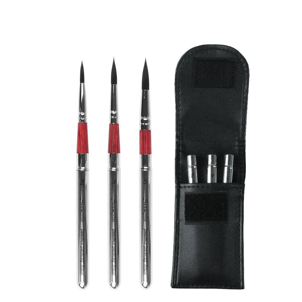 Set de 3 Pinceaux de Voyage Aquarelle avec Étui Convertible – SeamiArt