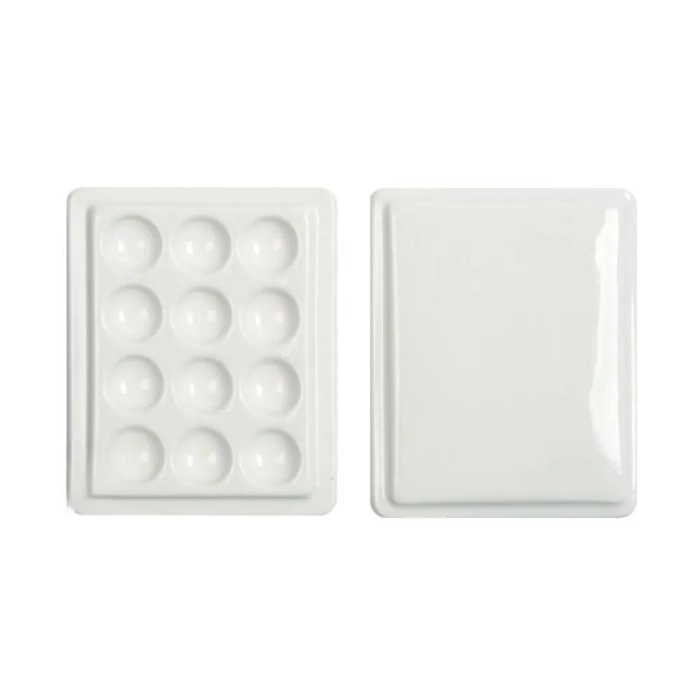 Palette Aquarelle Portable en Céramique Blanche (12 Godets)