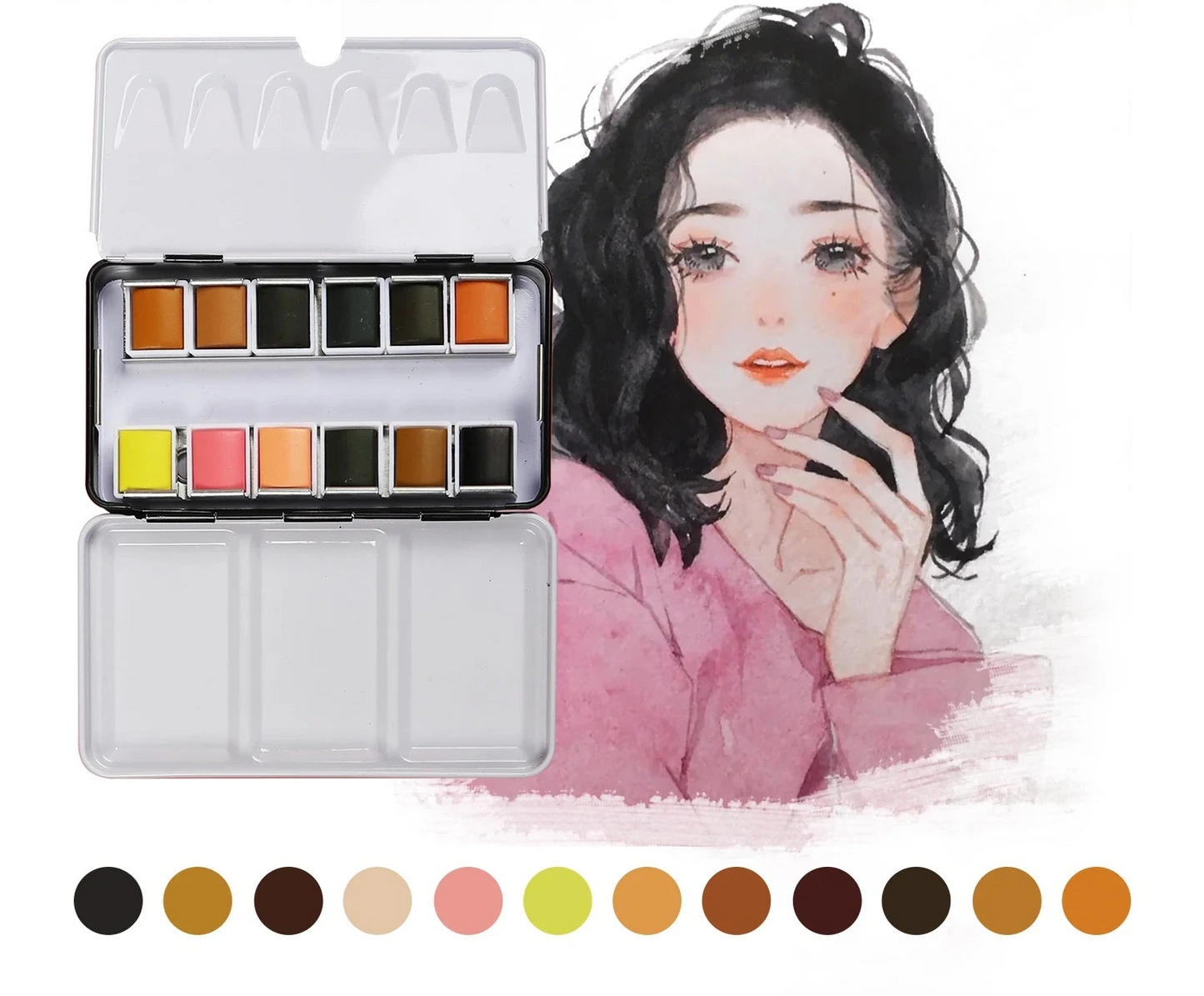Palette d'Aquarelle de voyage premium (12 nuances)