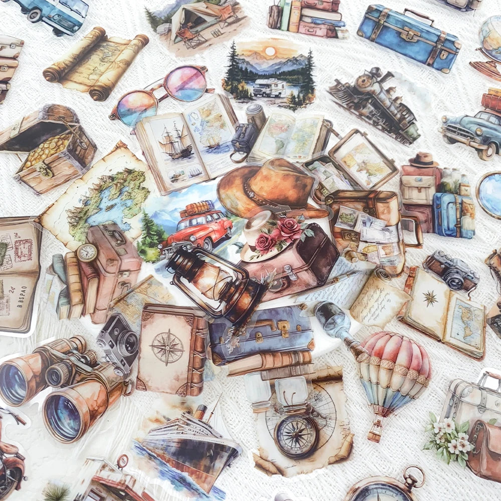 Le Lot de 50 Stickers Transparents - Collection Travel