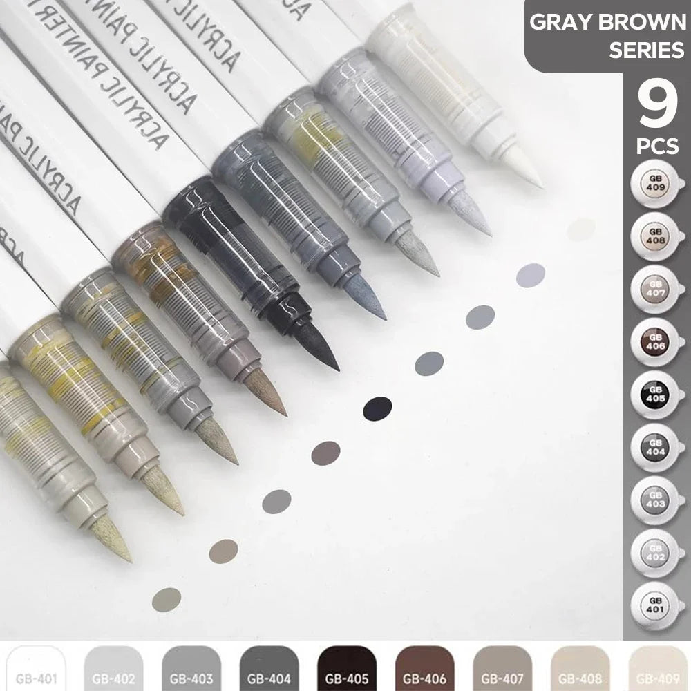 Set de 9 Feutres Acryliques Professionnels "Ink Control"