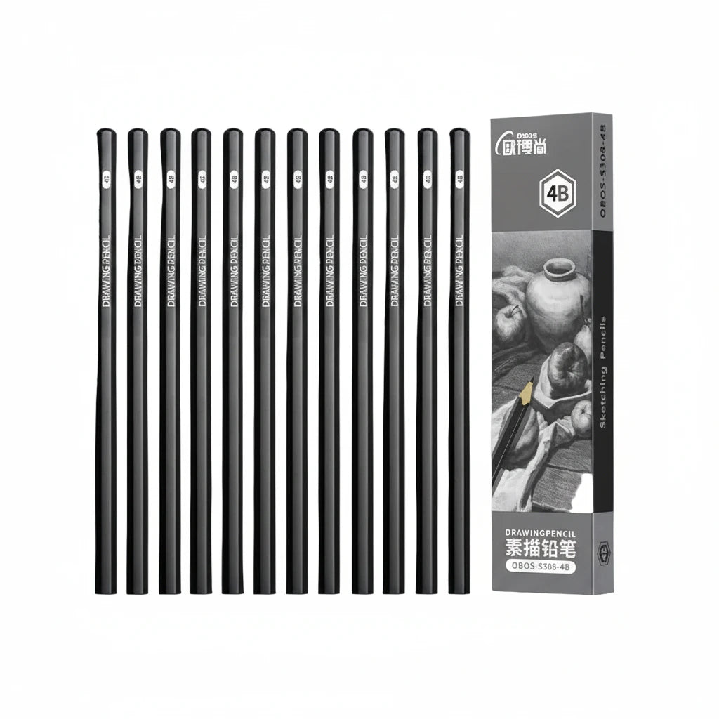 Lot de 12 Crayons Graphite – Les Professionnels de l'Ombrage (4B à 8B)