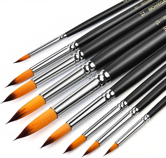 Le Set de 9 Pinceaux Professionnels - Multi-Techniques (Aquarelle & Acrylique)