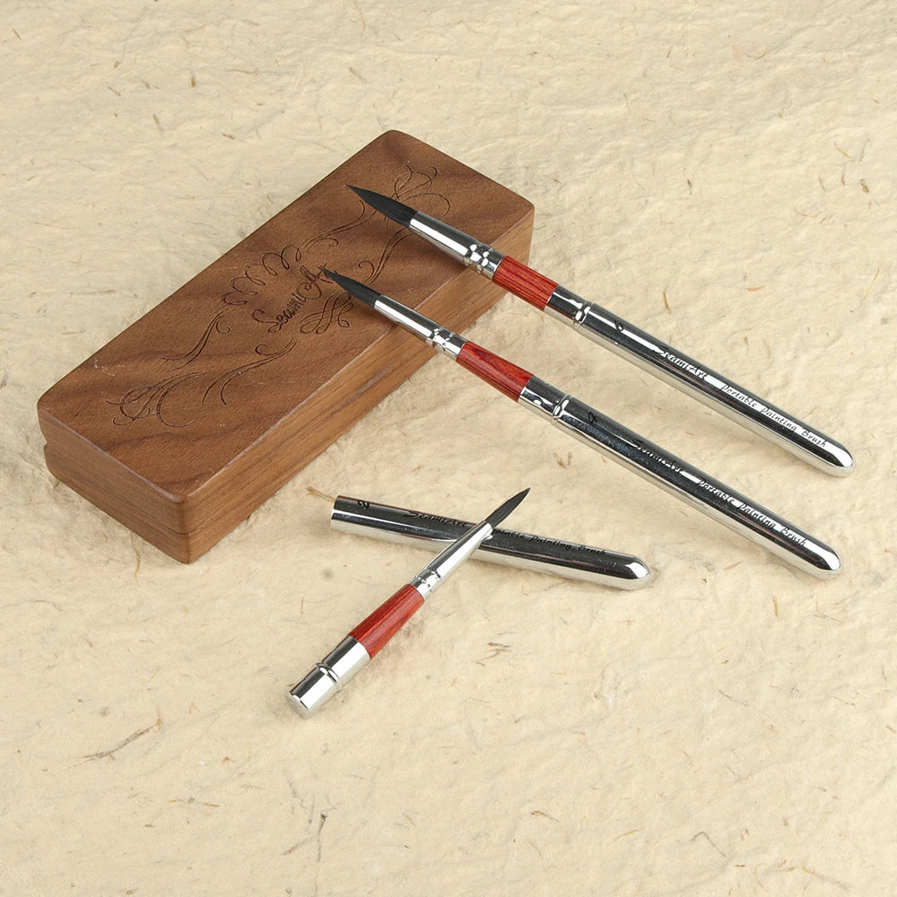 Set de 3 Pinceaux de Voyage Aquarelle avec Étui Convertible – SeamiArt