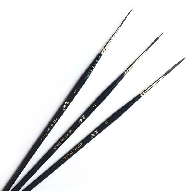 Lot de 3 Pinceaux de Précision Fins à Manche Long