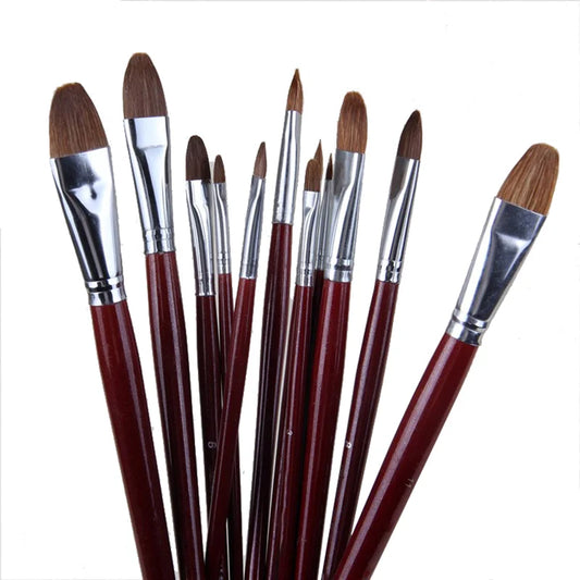 Set de 6 Pinceaux de Peinture Premium en Poils de Martre – Forme Langue de Chat