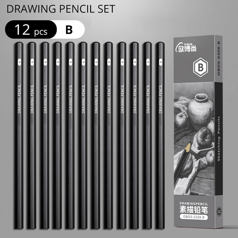 Lot de 12 Crayons Graphite – Les Essentiels de Structure (HB / B / 3B)