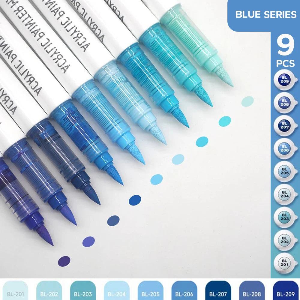 Set de 9 Feutres Acryliques Professionnels "Ink Control"