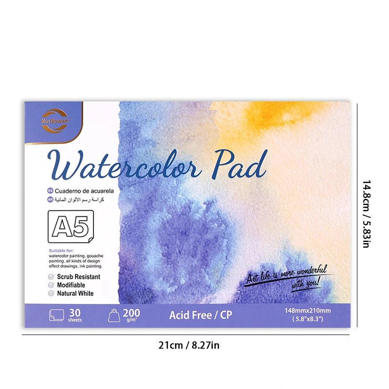 Bloc Aquarelle Grain Torchon 200g - 30 Feuilles (Pure Cellulose)
