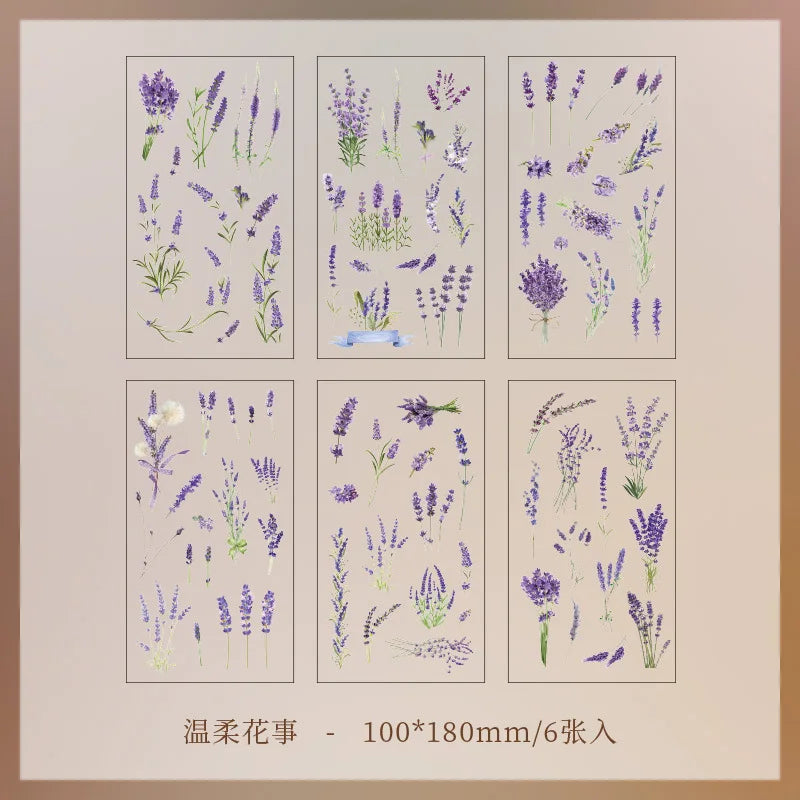 Stickers Botaniques Transparents lot de 6 planches (PET)