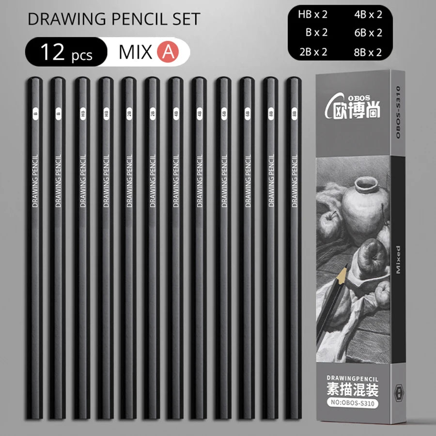 Coffret de 12 Crayons de Croquis (Assortiments Mix)