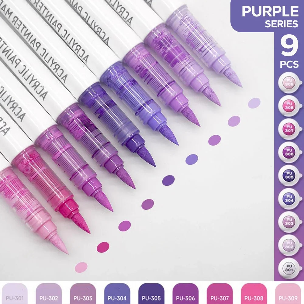 Set de 9 Feutres Acryliques Professionnels "Ink Control"