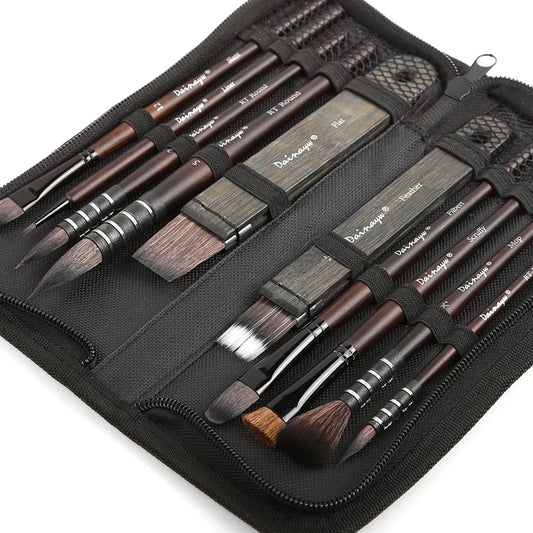 Set de Pinceaux Aquarelle Professionnel – Kit Voyage (10 Pièces)