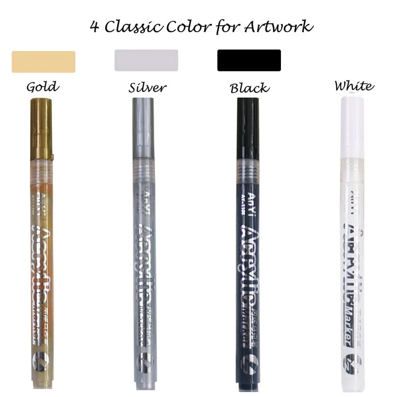 Marqueurs Peinture Acrylique pack de 3 - Pointe Ultra-Fine (Détails & Finitions)