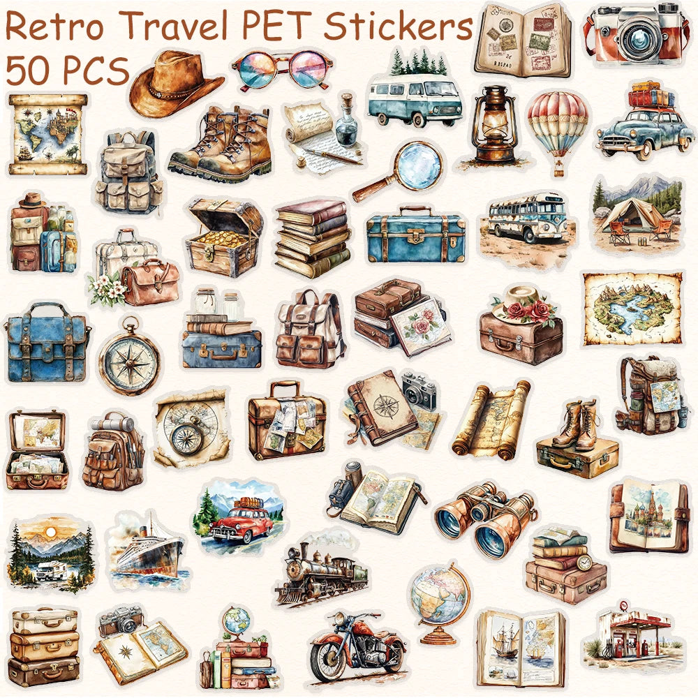 Le Lot de 50 Stickers Transparents - Collection Travel