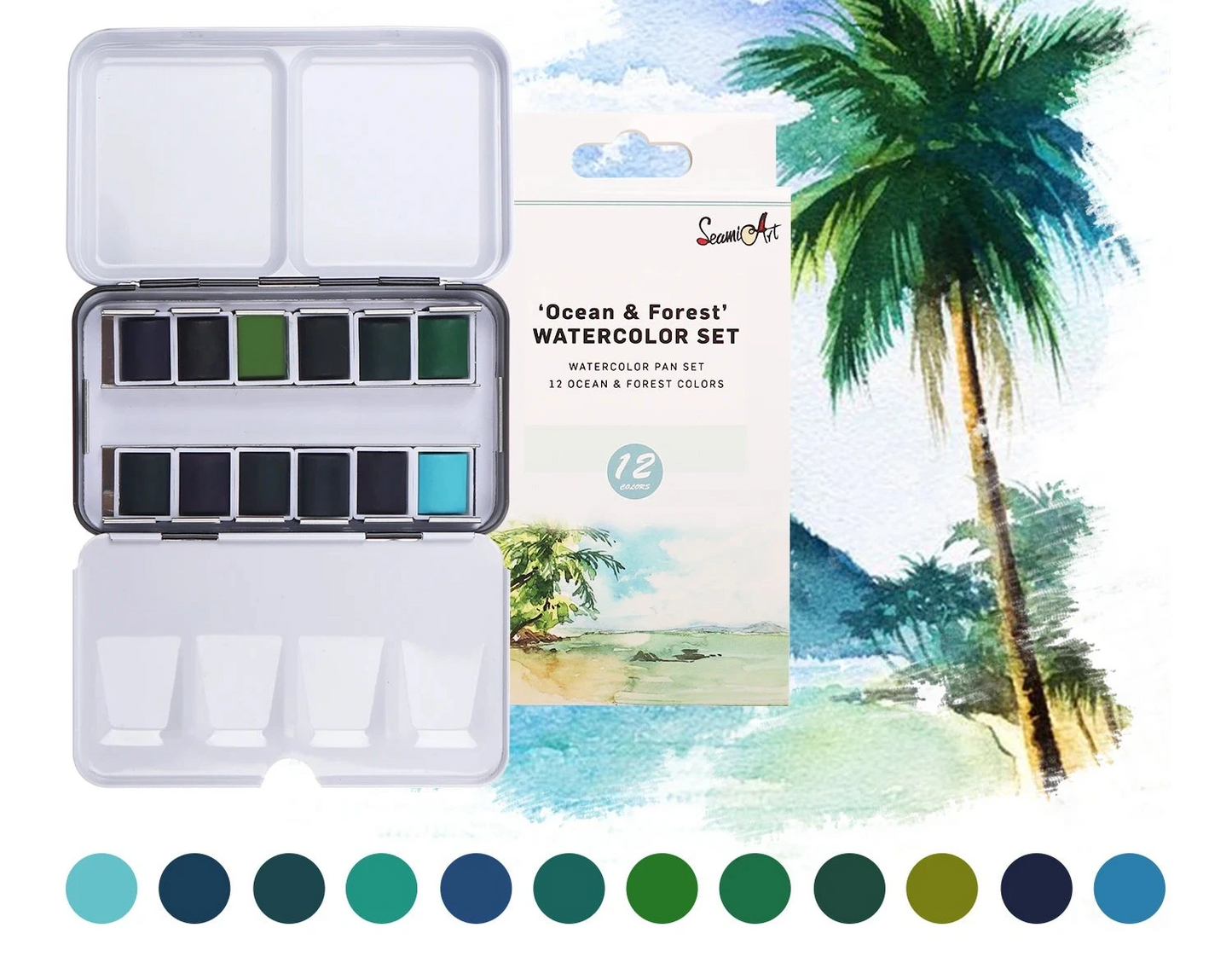 Palette d'Aquarelle de voyage premium (12 nuances)