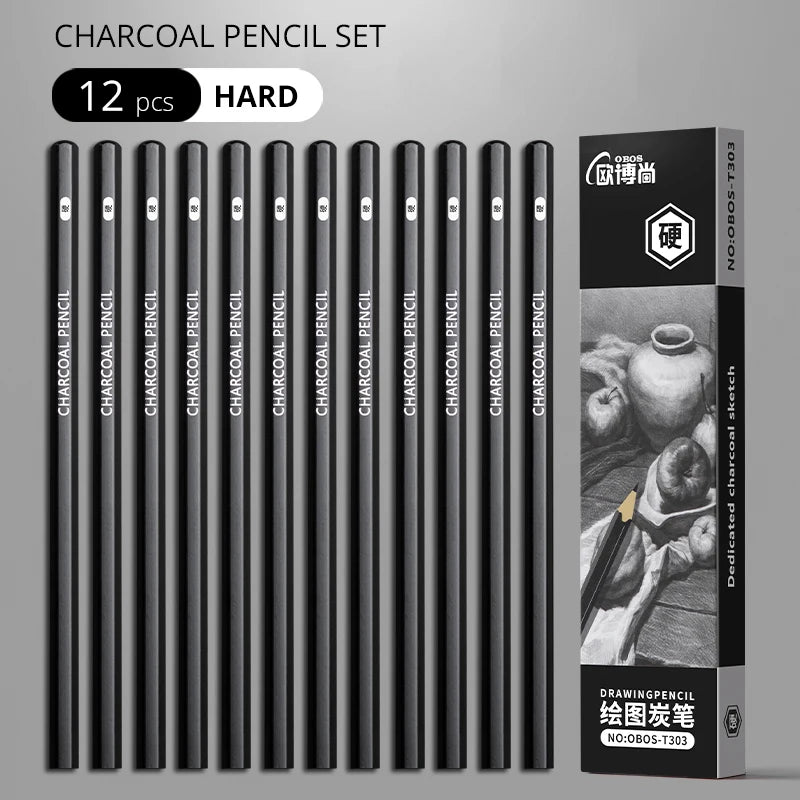 Lot de 12 Crayons "Noirs Absolus" – Graphites Extrêmes & Fusains