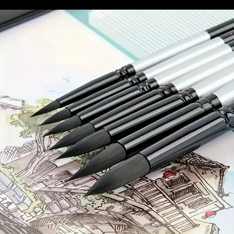 Set de 7 Pinceaux d'Aquarelle Professionnels – Kit Débutants & Étudiants