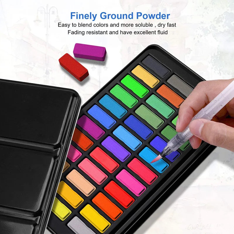 – Set d'Aquarelle Complet Tout-en-Un Georgine (24  ou 36 Couleurs, Papiers & Pinceaux inclus)