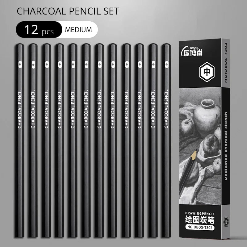 Lot de 12 Crayons "Noirs Absolus" – Graphites Extrêmes & Fusains