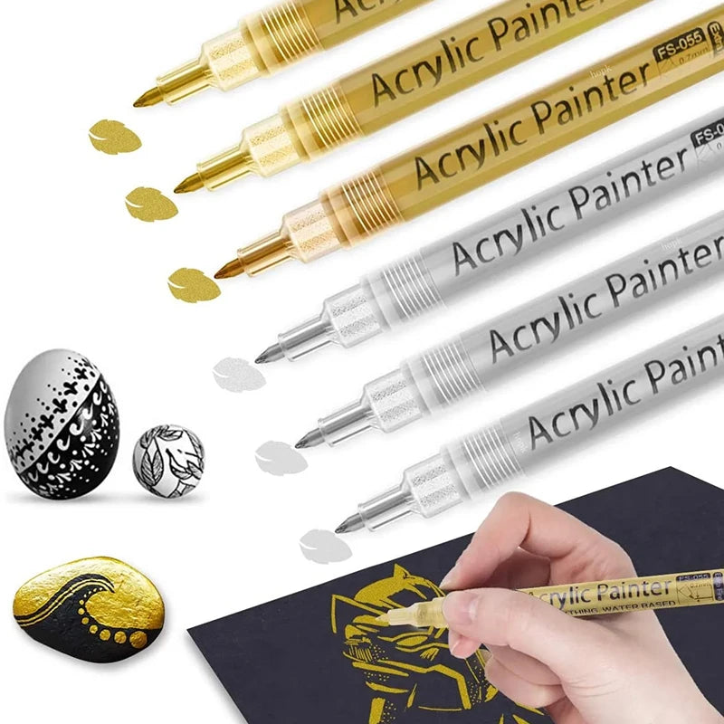 Marqueurs Peinture Acrylique pack de 3 - Pointe Ultra-Fine (Détails & Finitions)