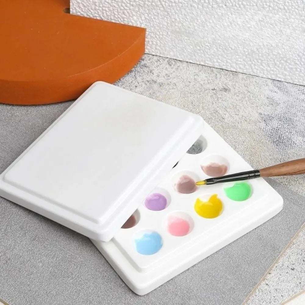 Palette Aquarelle Portable en Céramique Blanche (12 Godets)