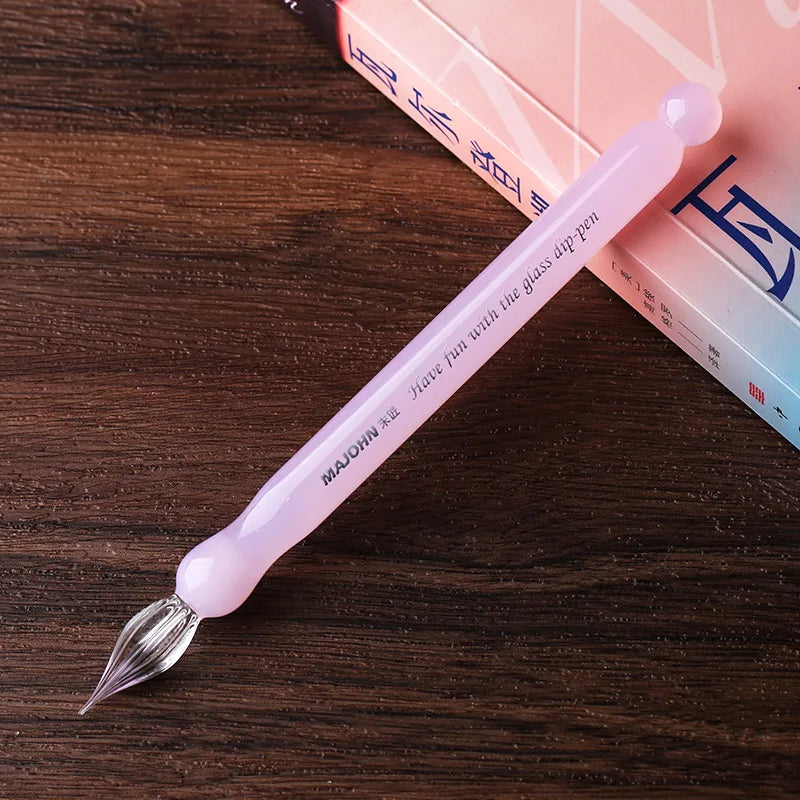 Mini Plume en Verre Artisanale – Majohn Edition "Sakura Snow"