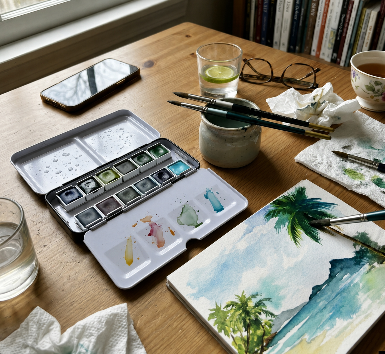 Palette d'Aquarelle de voyage premium (12 nuances)